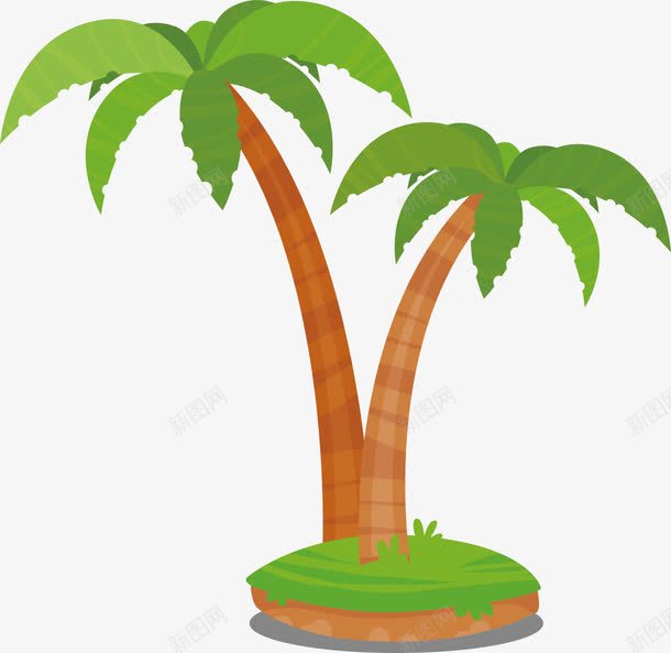 海南椰子树png免抠素材_新图网 https://ixintu.com 卡通人物 椰子树 水彩画 肖像画 装饰图案