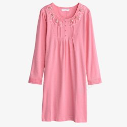 纯棉全棉高品质粉色长袖纯棉睡裙高清图片