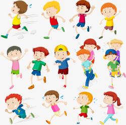 跑步比赛专用手绘卡通孩子高清图片