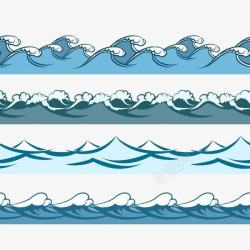 水波纹曲线手绘蓝色水波纹曲线装饰高清图片