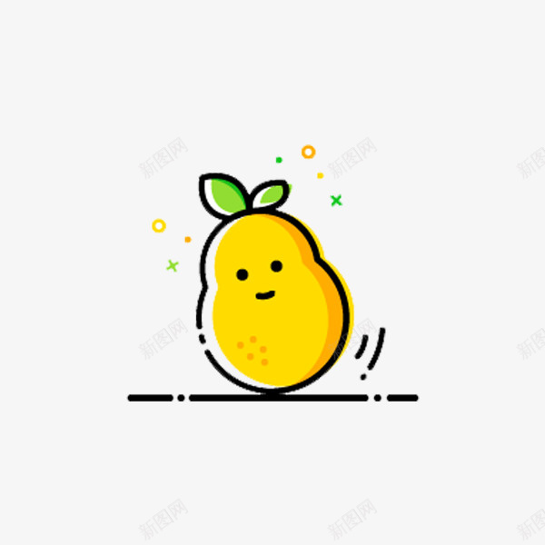 黄色的梨子mbe风格png免抠素材_新图网 https://ixintu.com mbe风格 可爱 叶子 梨子 水果 营养 表情 黄色的