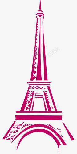 卡通粉色埃菲尔铁塔素材