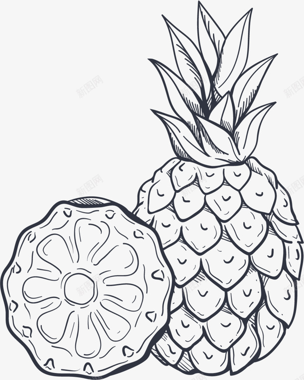 夏季水果手绘菠萝png免抠素材_新图网 https://ixintu.com 一个菠萝 凤梨 夏季水果 手绘菠萝 画画 绘画