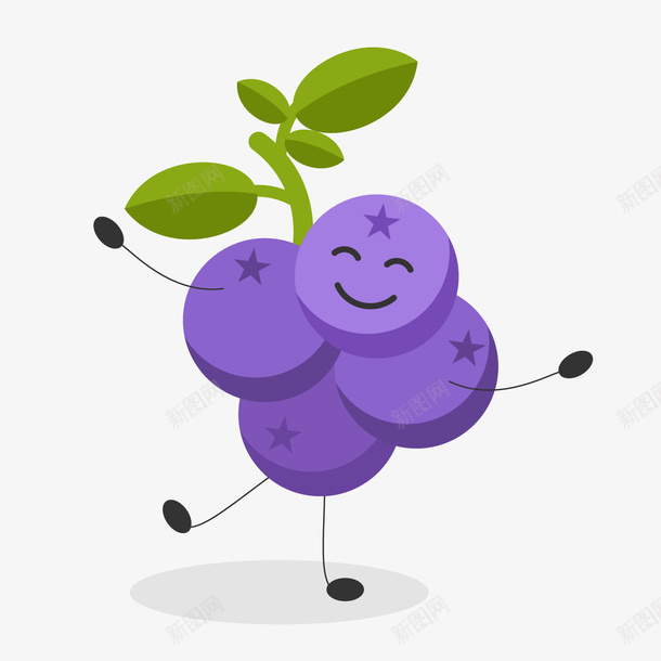 可爱紫色葡萄png免抠素材_新图网 https://ixintu.com 卡通水果 可爱表情 紫色水果 背景装饰