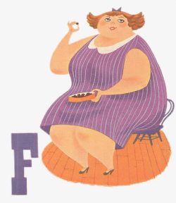 肥胖女子与字母F素材