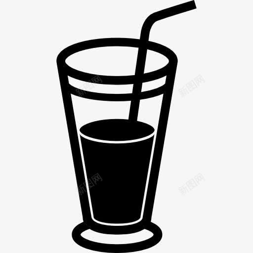 喝一杯苏打水和稻草图标png_新图网 https://ixintu.com 汽水 液体 玻璃 稻草 食品 饮料