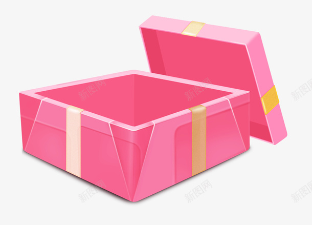 开过的礼物盒png免抠素材_新图网 https://ixintu.com 卡通 吃惊 惊喜 盒子 礼物 空的 粉红色