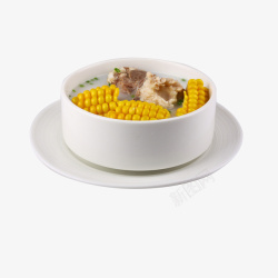 排骨炖玉米豆角一碗美食汤料高清图片