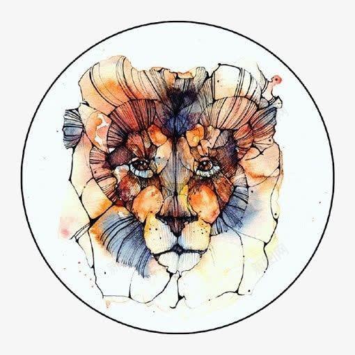 卡通狮子png免抠素材_新图网 https://ixintu.com 几何体 卡通 圆形 彩色 手绘 抽象 水彩 狮子 装饰