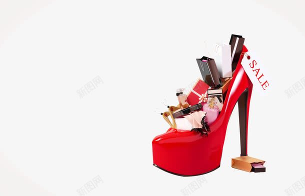 创意高跟鞋png免抠素材_新图网 https://ixintu.com 时尚 礼袋 红色 购物 鞋子