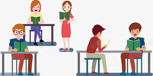 大学自习室png免抠素材_新图网 https://ixintu.com 复习考试 学习 学习环境 学习进步 看书学习 矢量png 考研复习 进步