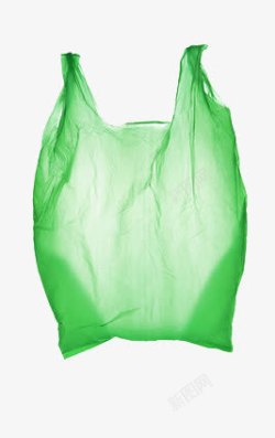 手提垃圾袋一只绿色的塑料袋垃圾袋高清图片