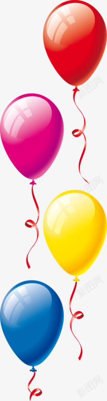 飘散的气球png免抠素材_新图网 https://ixintu.com 彩色 气球 飘带 飘散
