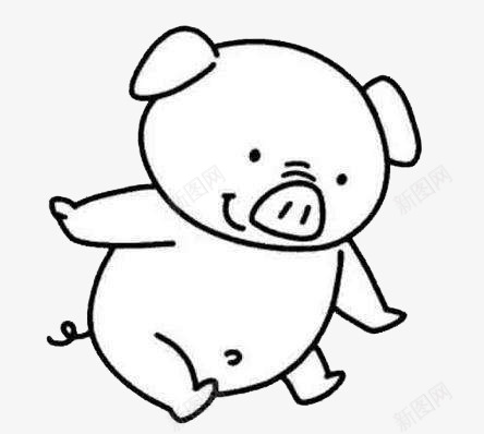 手绘的简笔画小猪图标png_新图网 https://ixintu.com 免抠图 动物 小猪 手绘小猪 效果图 线条 装饰图 装饰画 黑色