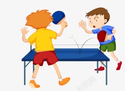 球台手绘打乒乓球的男孩矢量图高清图片