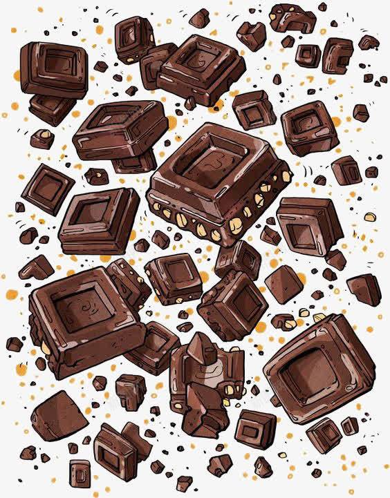 创意破碎巧克力png免抠素材_新图网 https://ixintu.com 卡通 巧克力 手绘 插画 炸裂 破碎 美食 零食