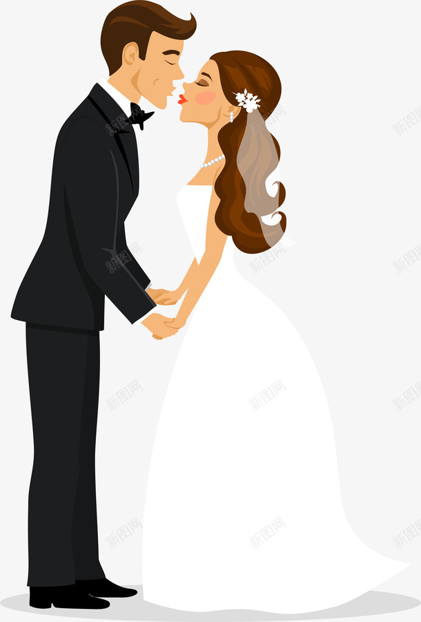 婚礼接吻甜蜜恋人png免抠素材_新图网 https://ixintu.com 亲吻 卡通人物 婚礼 接吻 接吻图 甜蜜 矢量图案 结婚