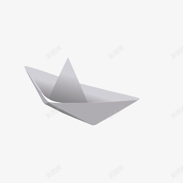 灰色纸船png免抠素材_新图网 https://ixintu.com 三角形 几何 商务 扁平化 折纸 渐变 灰色 纸船 纹理