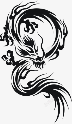 高清晰度图腾中国龙纹身手绘高清图片