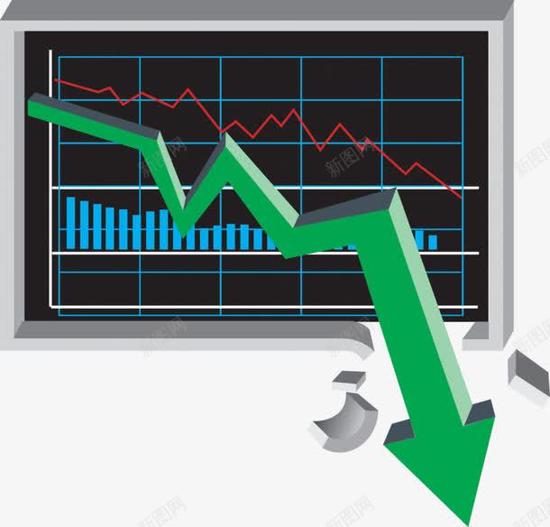 股票分析报表png免抠素材_新图网 https://ixintu.com 下降 商业插画 商务金融 箭头 绿色 股票 设计 趋势