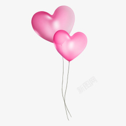 粉色渐变心形气球元素素材