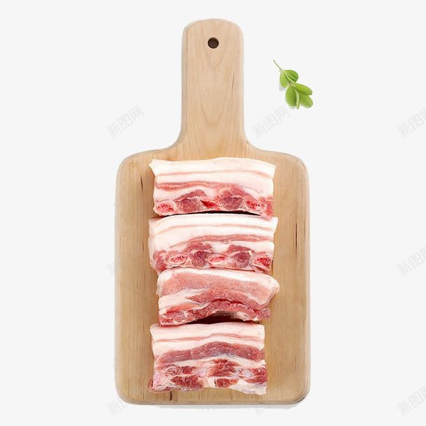 肉食png免抠素材_新图网 https://ixintu.com 五花肉 剁块肉 方形 木板 猪肉 肉块 菜板