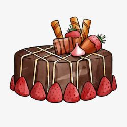糕点房水彩风手绘生日水果草莓蛋糕高清图片