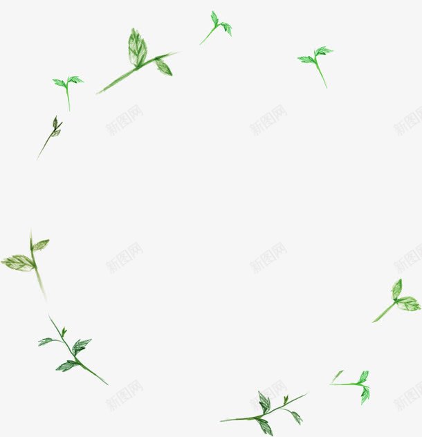 手绘绿色树叶花环装饰png免抠素材_新图网 https://ixintu.com 树叶 绿色 花环 装饰