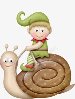 蜗牛青草图案骑蜗牛的小男孩高清图片
