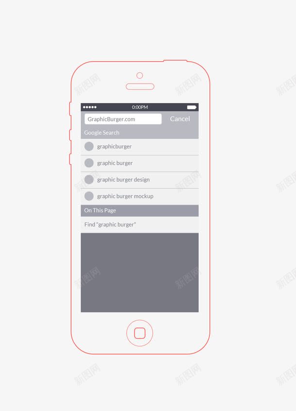 搜索手机线框模板png免抠素材_新图网 https://ixintu.com 应用程序ui 手机原型设计 搜索框ui