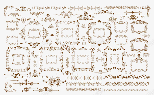 花纹边框矢量图eps免抠素材_新图网 https://ixintu.com 效果图 欧式边框 矢量素材 艺术 设计 矢量图