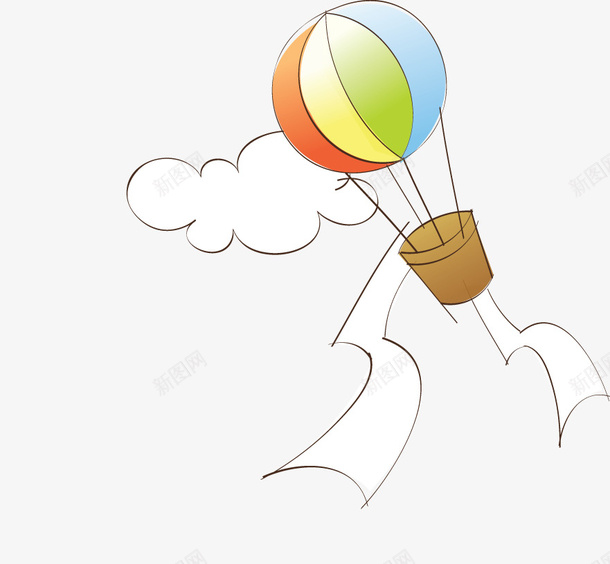 氢气球云天空png免抠素材_新图网 https://ixintu.com 卡通手绘 天空 小清新 氢气球 白云 风景