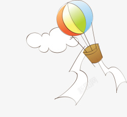 手绘氢气球氢气球云天空高清图片