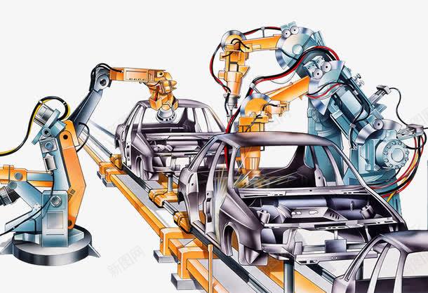 机械生产线png免抠素材_新图网 https://ixintu.com 制造业 机械臂 汽车 自动化