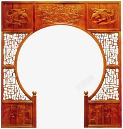 木质家具古典雕花月亮门高清图片