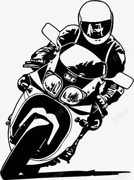 骑摩托的人png免抠素材_新图网 https://ixintu.com 手绘 摩托车 线条 黑色