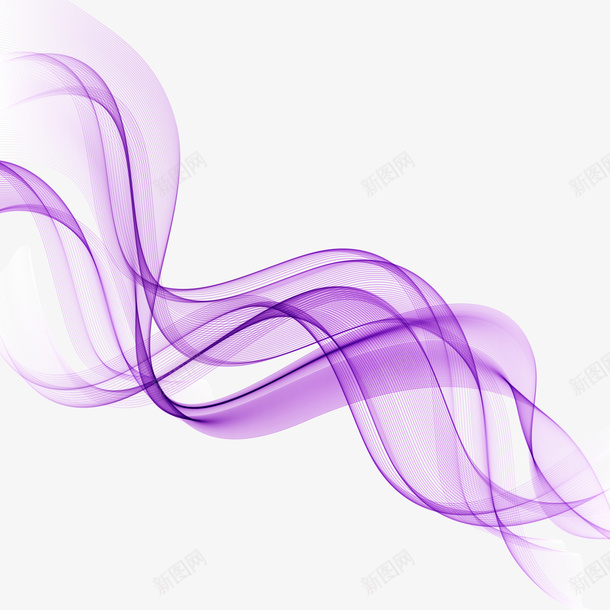 紫色线条透明波浪元素png免抠素材_新图网 https://ixintu.com 元素 波浪 紫色 线条