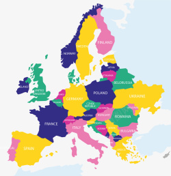 亮色地图亮色欧洲城市地图高清图片