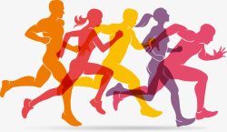 炫彩人物剪影跑步马拉松比赛插图素材