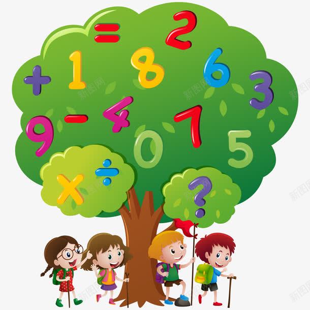孩子们在树上和数字矢量图eps免抠素材_新图网 https://ixintu.com 孩子们 开心 开心的人 数字 数学 树 爬山 矢量图