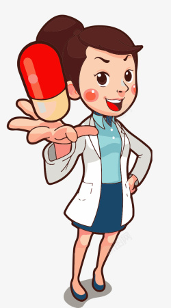 卡通药品女医生和胶囊高清图片