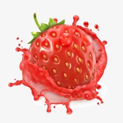草莓果汁喷溅的草莓汁高清图片