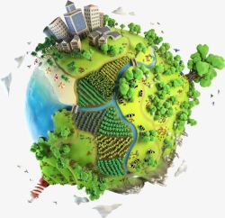 地球树木草绿色创意地球村高清图片