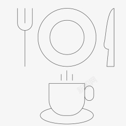 叉子轮廓图西餐甜点美食餐具咖啡图标矢量图高清图片