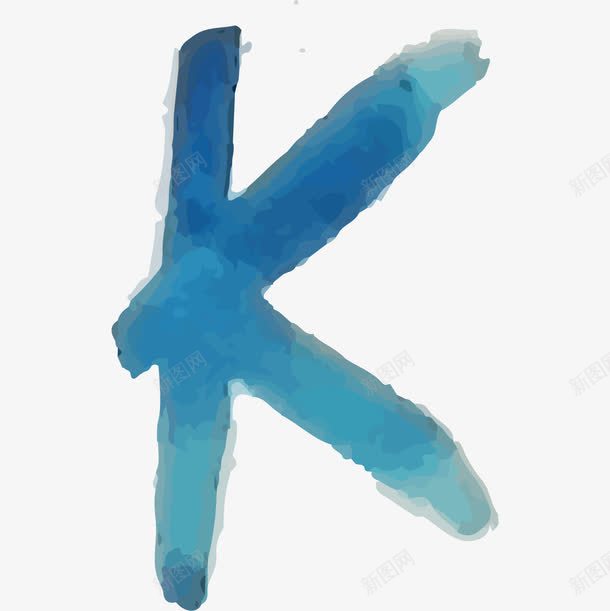 水墨英文字母Kpng免抠素材_新图网 https://ixintu.com 创意K 卡通 水墨字母 水彩字母 英文 蓝色字母