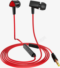 实物pioneer黑红色线控耳机素材