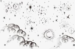 梵高星空画手绘星星月亮云彩高清图片
