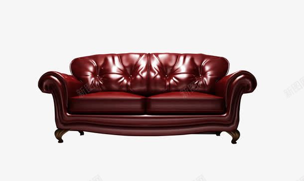酒红色皮沙发png免抠素材_新图网 https://ixintu.com 欧式沙发 皮沙发 酒红色沙发