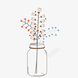 线路线条花在花瓶中装饰案矢量图高清图片