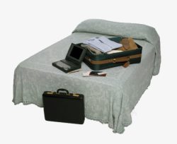 灰色床单房间室内整理行李箱高清图片